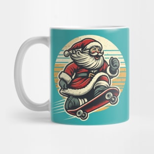 Shreddin' through the Snow: Vintage Santa's Skateboard Sleigh Ride Mug
